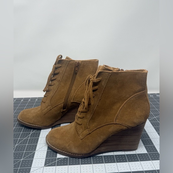 Lucky Brand Brown Lace Up Wedge Boots sz 7.5 (SHVOWK) - Picture 4 of 9